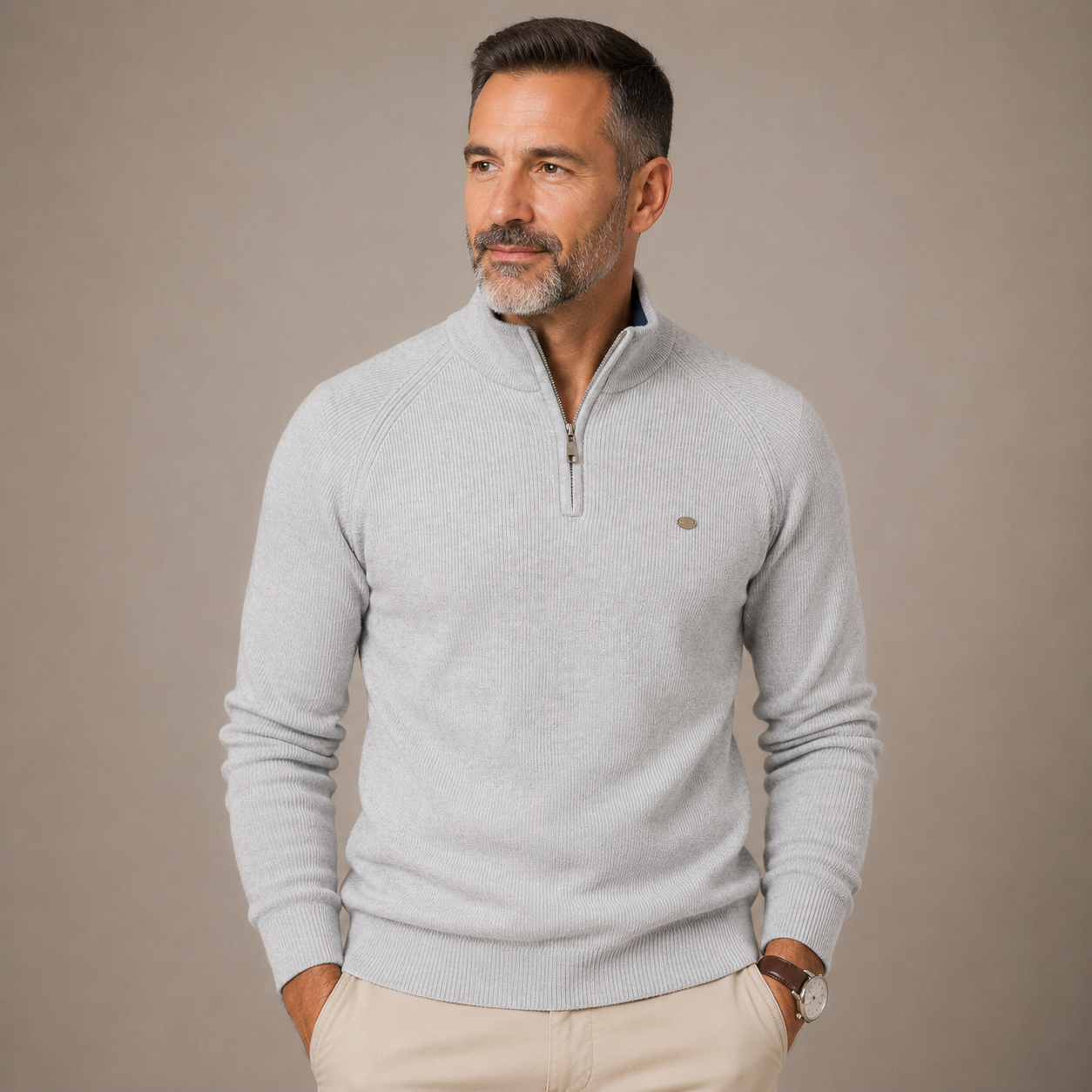 Suéter Masculino Com Zíper Algodão