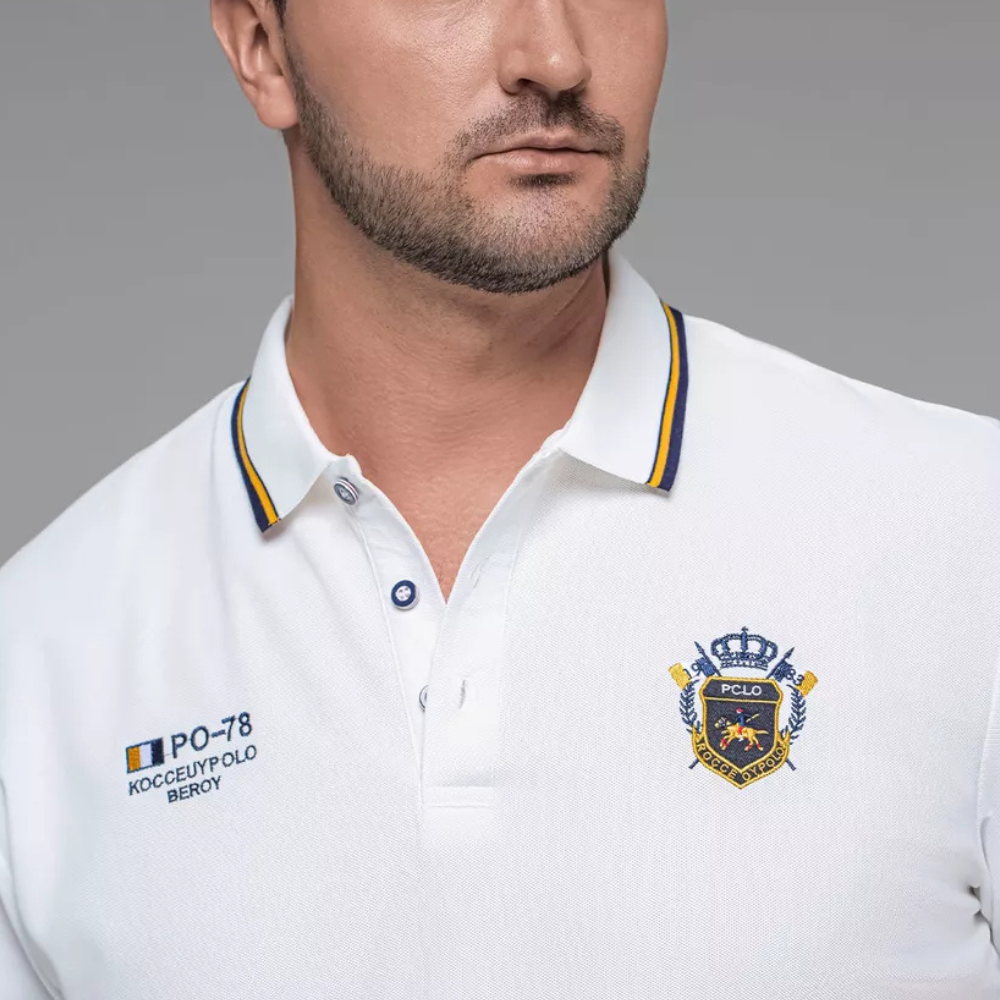 Camisa Masculina Polo Branca Detalhes