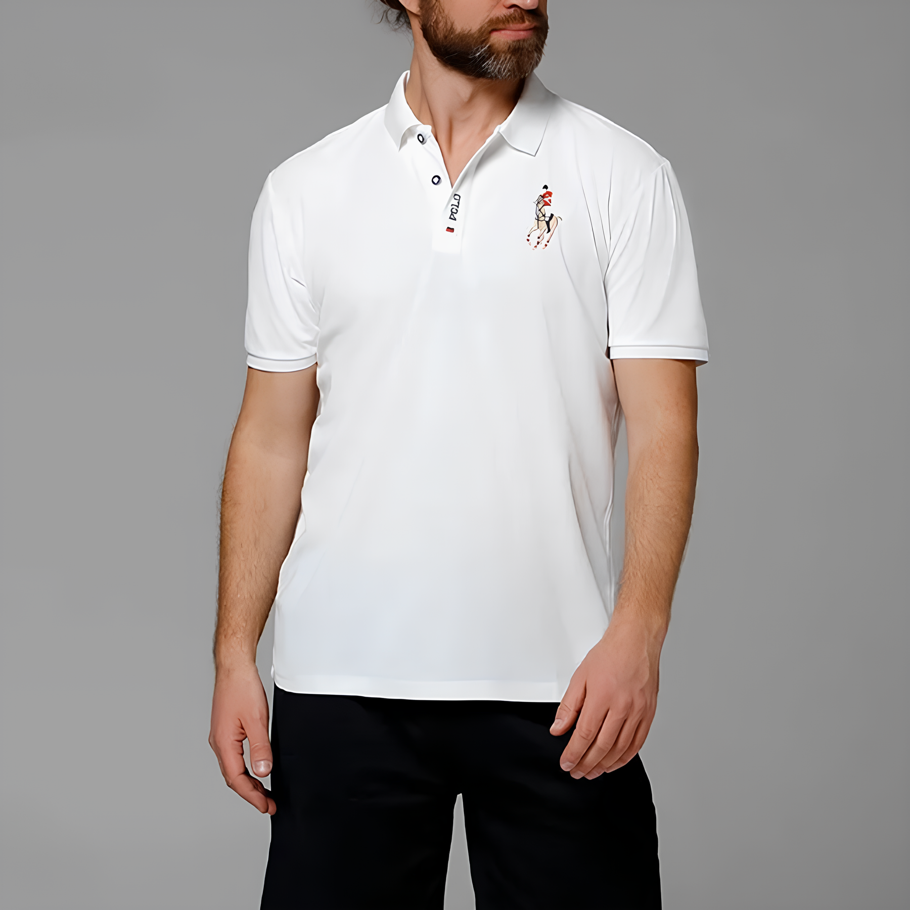 Camisa Polo Masculina Portuga Branca Botões