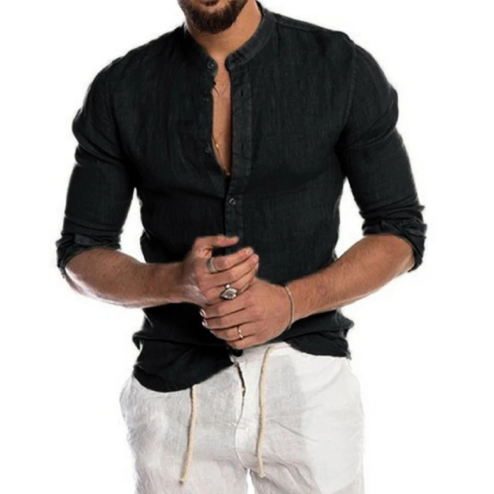 Camisa de Linho Masculina Sandeski Preta