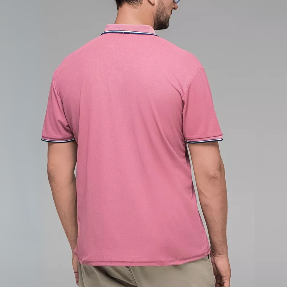 Camisa Masculina Polo Rosa Costas