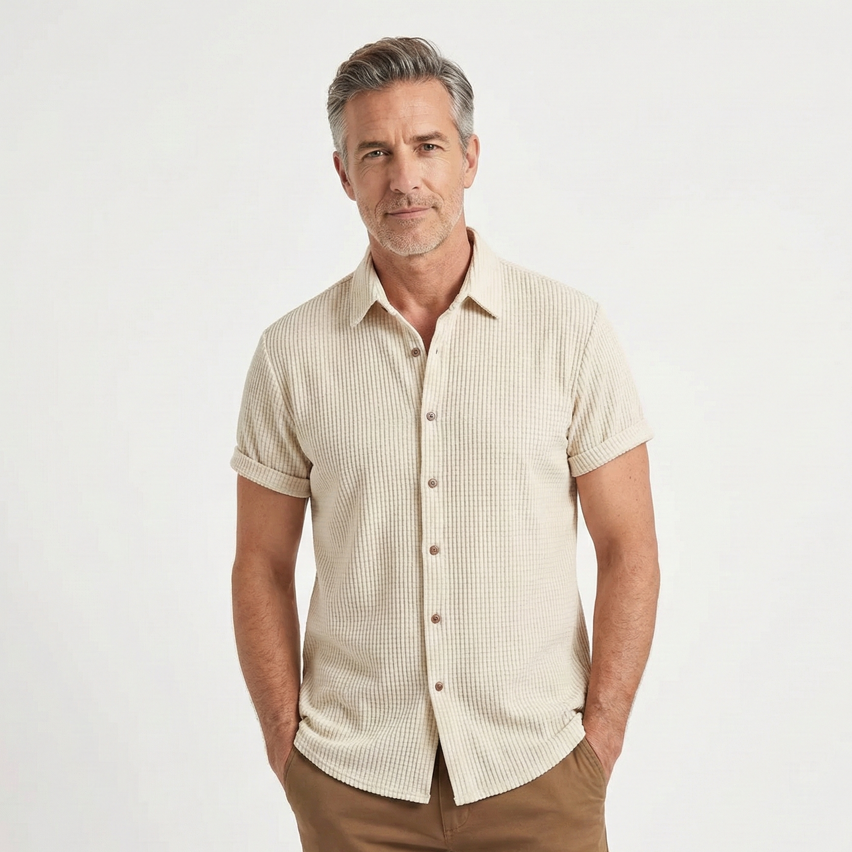 Camisa Casual Masculina Apricot