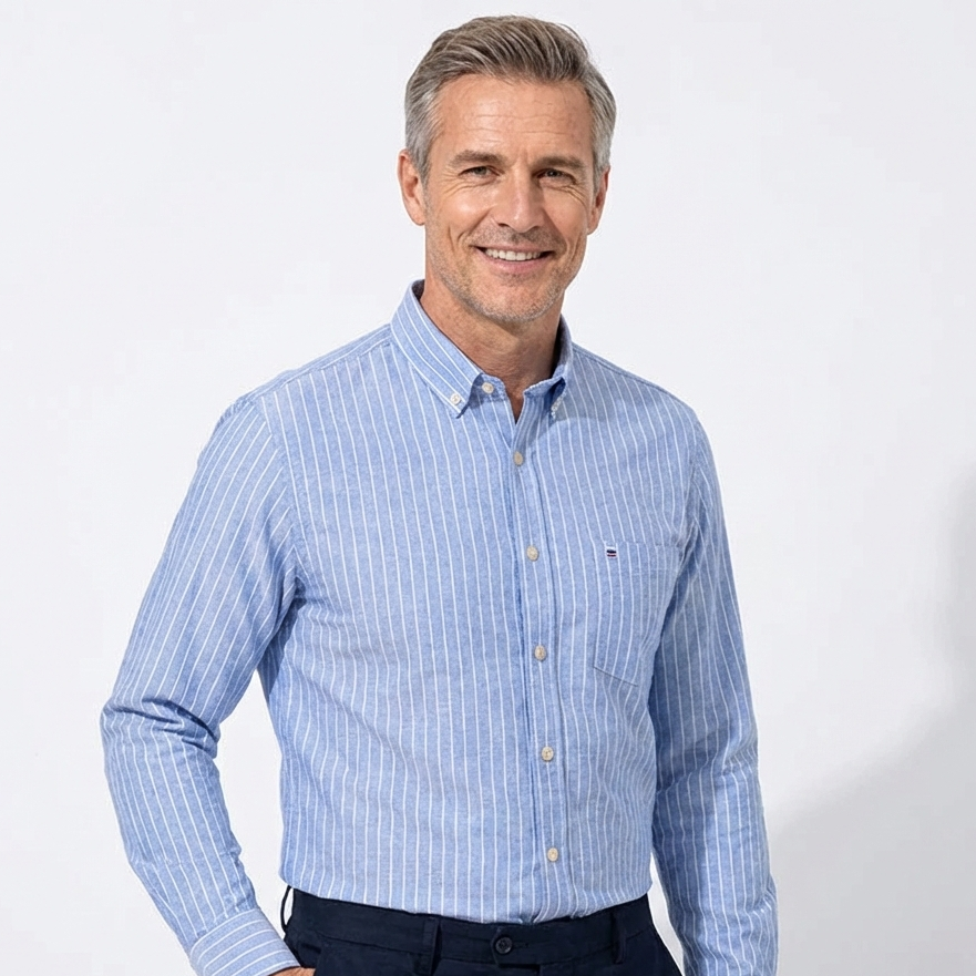 Camisa Masculina Soft Listrada Manga Longa