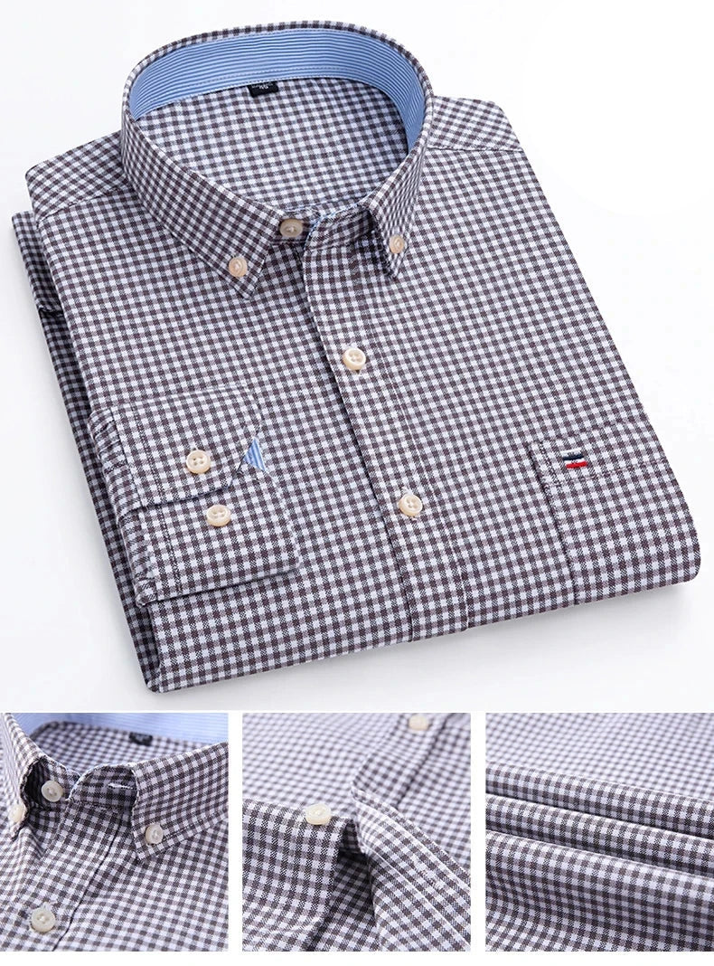 Camisa Masculina Mini Xadrez Manga Longa