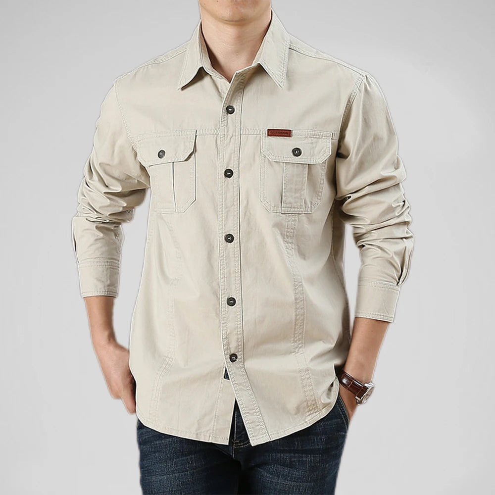 camisa militar bege