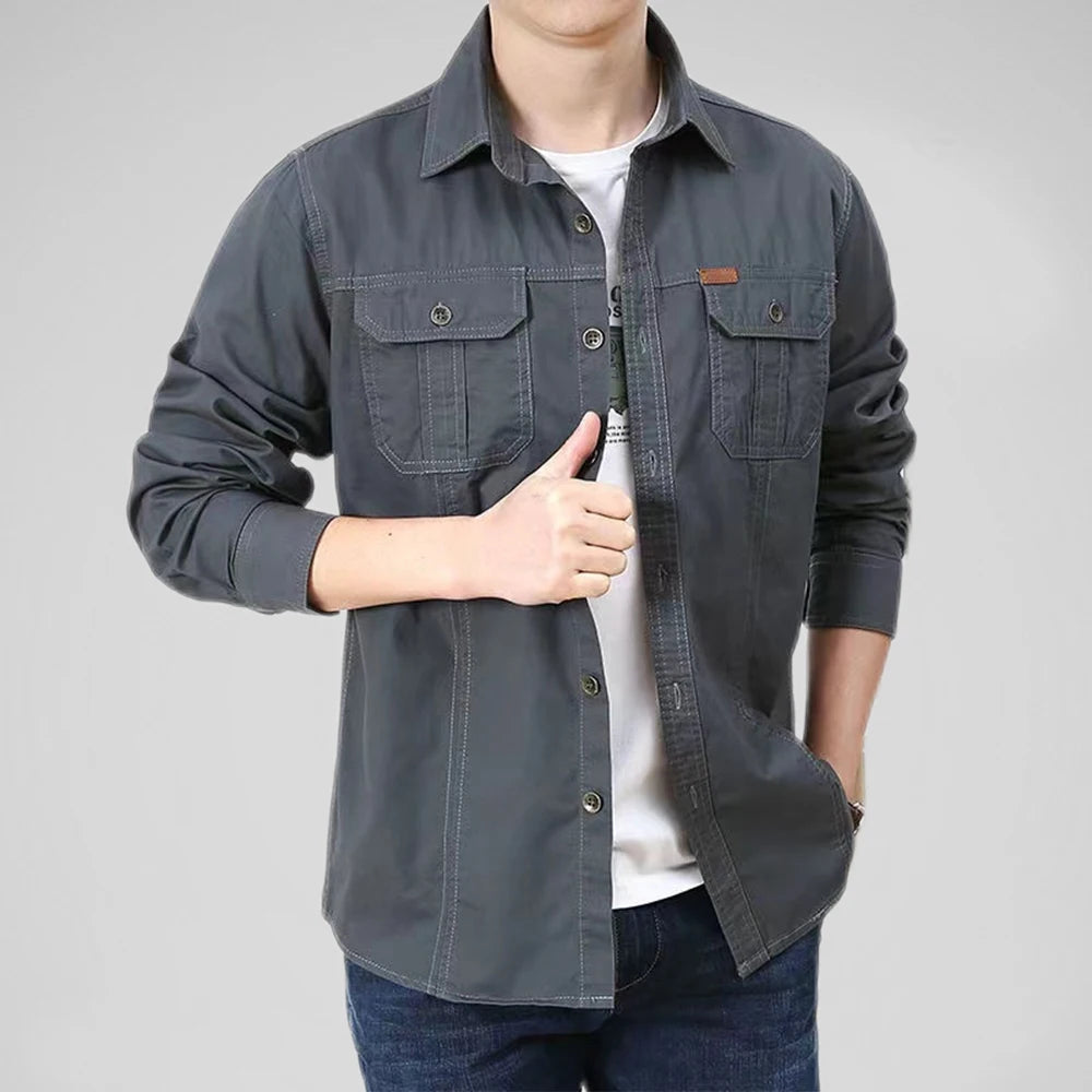 camisa militar masculina cinza