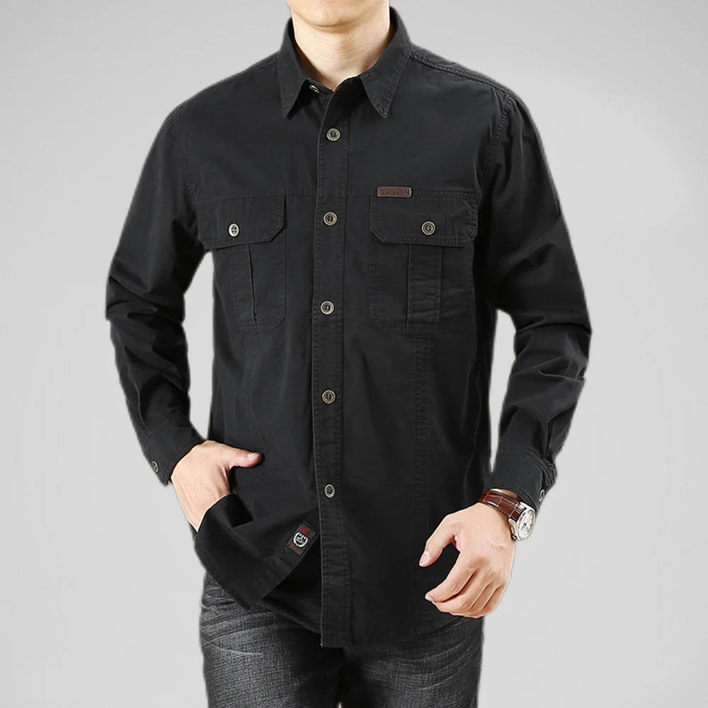 camisa militar masculina preta