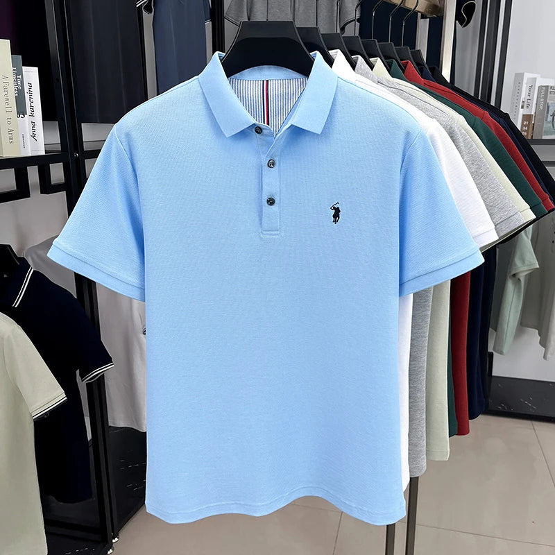 camisa polo masculina azul cabide