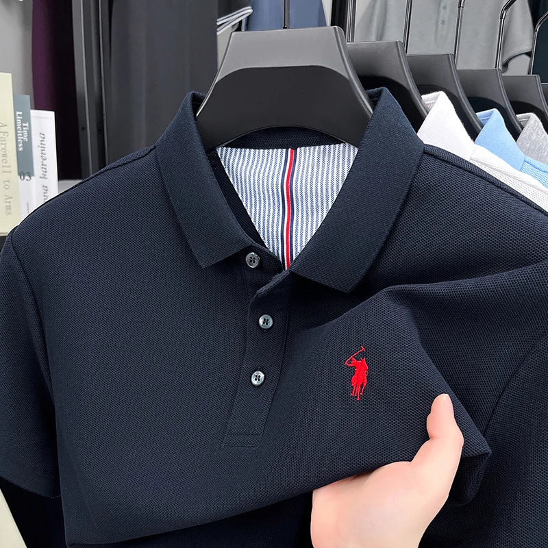 camisa polo masculina azul escuro