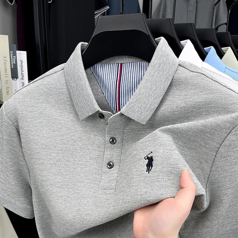 camisa polo masculina cinza