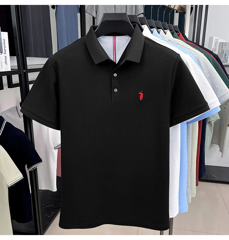 camisa polo masculina preta cabide
