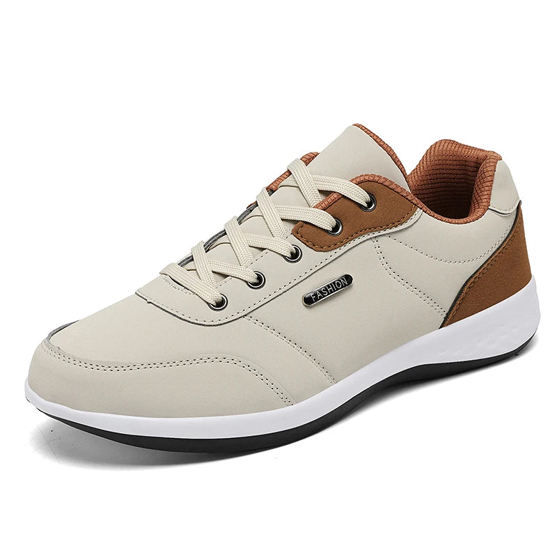 tenis masculino bege detalhes marrom 2