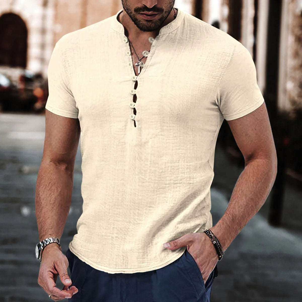 Camisa de Linho Masculina Finezze Damasco