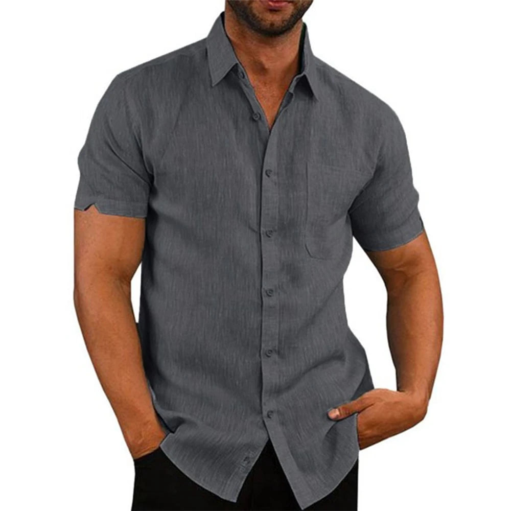 Camisa de Linho Masculina Genebra Cinza