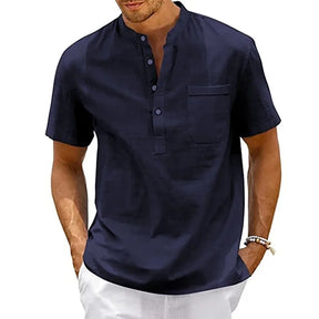 Camisa de Linho Masculina Georgio Azul-marinho