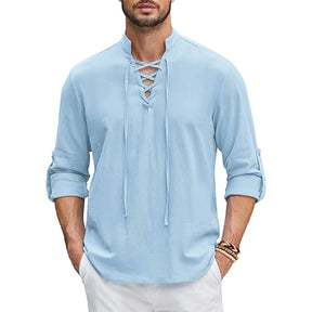 Camisa de Linho Masculina Lagunas Azul claro