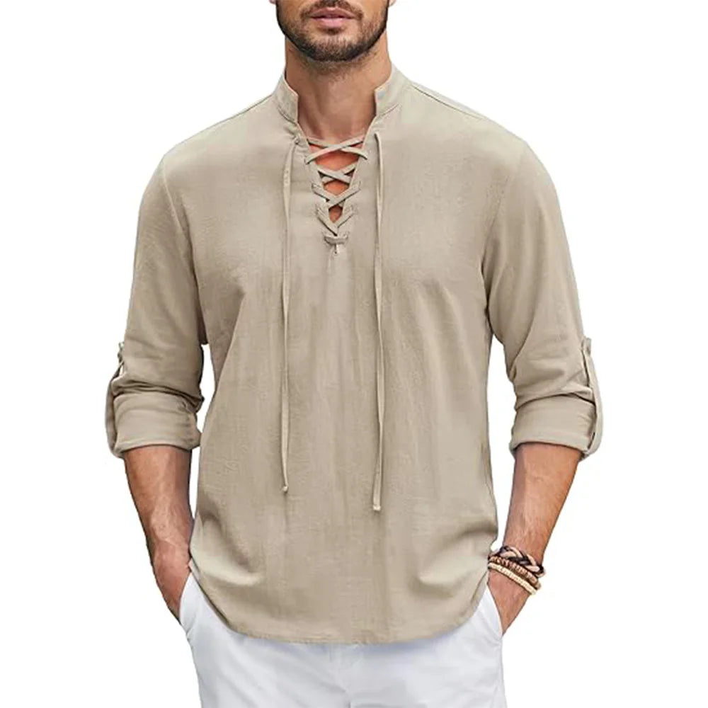 Camisa de Linho Masculina Lagunas Caqui