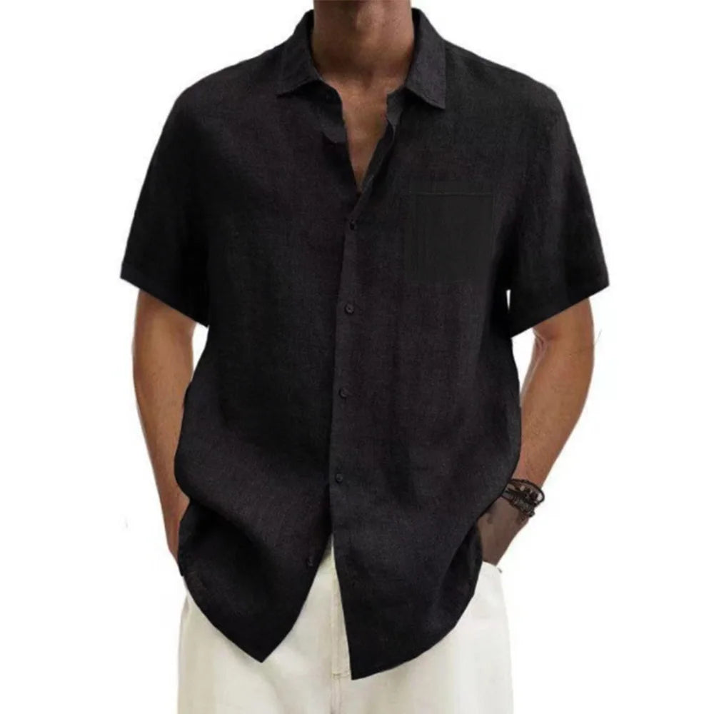 Camisa de Linho Masculina Leviz Preta