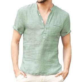 Camisa de Linho Masculina Manga Curta Verde