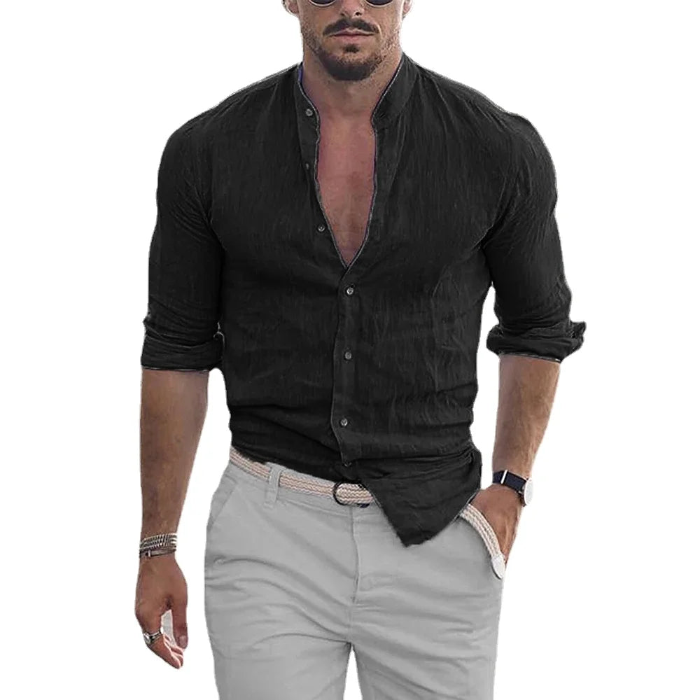 Camisa de Linho Masculina Orlandi Preta