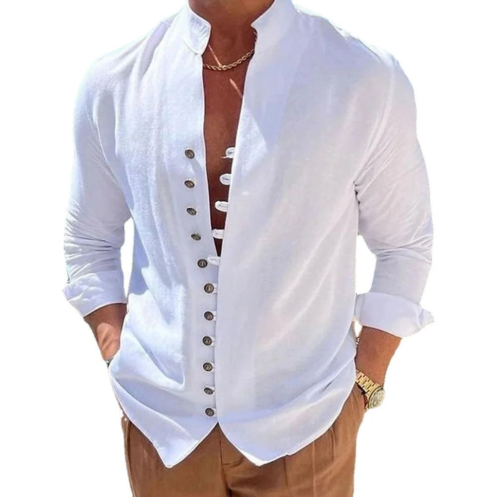 Camisa de Linho Masculina Platoni Branca