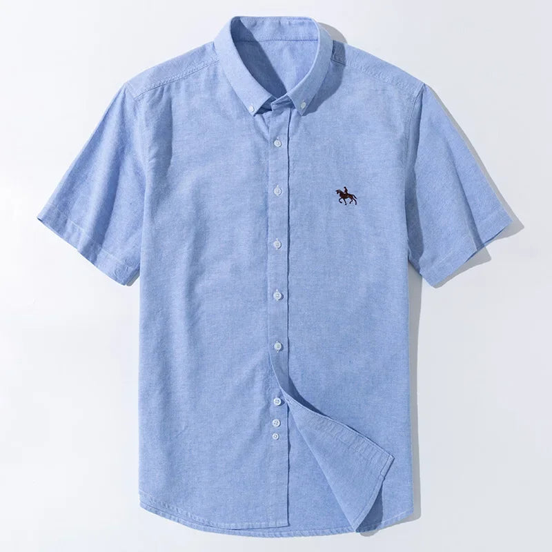 Camisa masculina manga curta azul