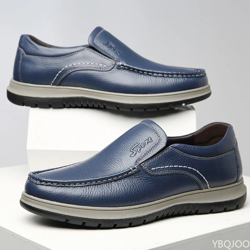 sapato couro genuino azul caixa