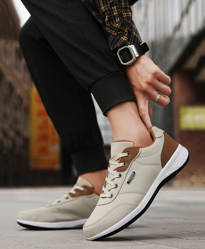tenis masculino detalhes bege 1